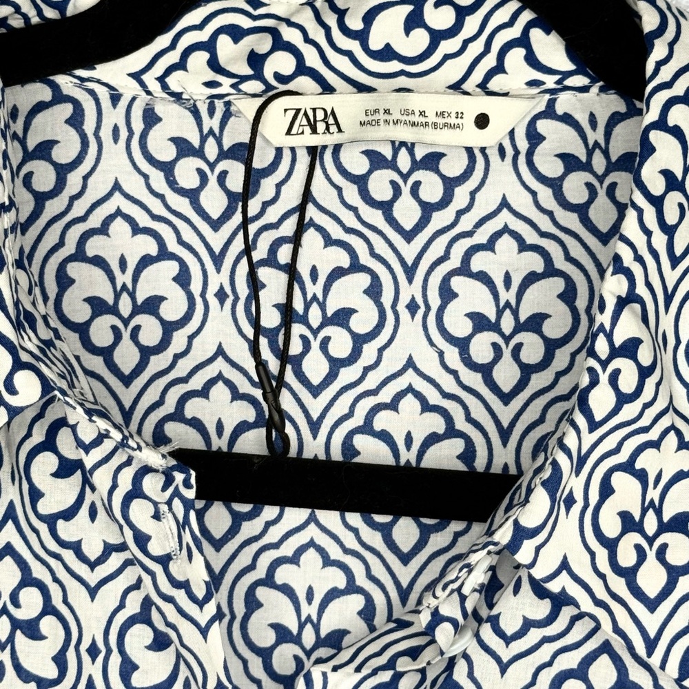 NWOT- Zara Navy and White Geometric Dress. Size XL. Part of tag string attached. - Picture 7 of 7